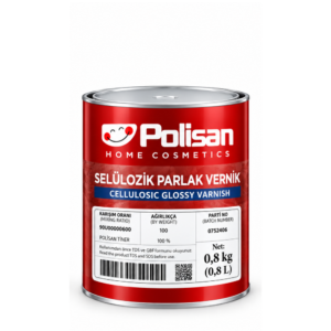 Polisan Selülozik Parlak Vernik 0,8 KG – Mobilya ve Ahşap Yüzeyler İçin Parlak Vernik