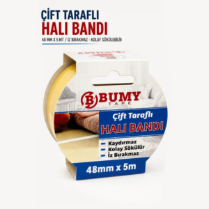 BUMY Premium Çift Taraflı Halı Bandı 48 mm x 5 Metre – Kaydırmaz Sabitleme Bandı